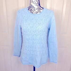 Talbots wool blend light blue knit pullover sweater medium